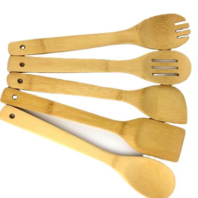 China 2019 Sustainable Kitchen Instruments Bamboo Kitchen Shovel Set Spoon Bamboo Spatula Set For Cooking for sale