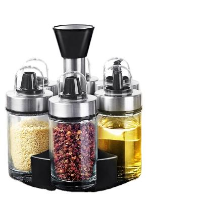 China Sustainable Stainless Steel Spice Jar / Glass Bottle / Box Spice Jars Set With Rotary Spice Rack for sale