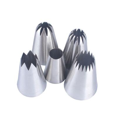 China Viable Big Piping Tips 5pcs Set Flower Mouth Cake Cookie Cream Baking Tool Stainless Steel Icing Piping 5pcs for sale