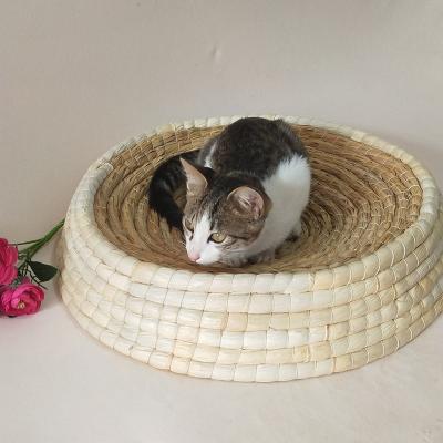 China Sustainable Round Natural Straw Rope Cat-scratch Board Woven Cats Bed Scratcher Cat Scratch Board Circular for sale