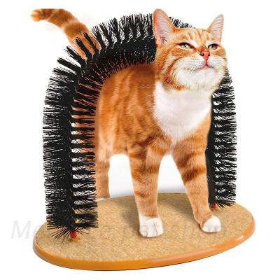 China Viable Wooden Cat Motion-Activated Cat Hair Game Self Groomer Massager Scratcher Vault Toy for sale