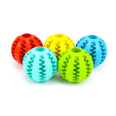 China Natural Safe Non-Toxic Pet Food Chew Toy Ball Dog Tooth Chew Dog Toy Ball Stocked Rubber Cleaning Toy for sale