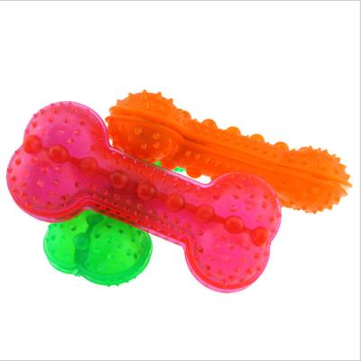 China Sustainable Bone Shape Rubber Durable Pet Toys Bite Resistant Clean Teeth Chew Rubber Dog Cat Puppy Training Toy Random Color for sale