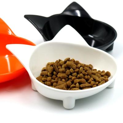 China Viable Non-slip Pet Supplies Cute Cat Type Color Melamine Plastic Elevated Pet Food Bowl Cat Ears Cat Bowl for sale