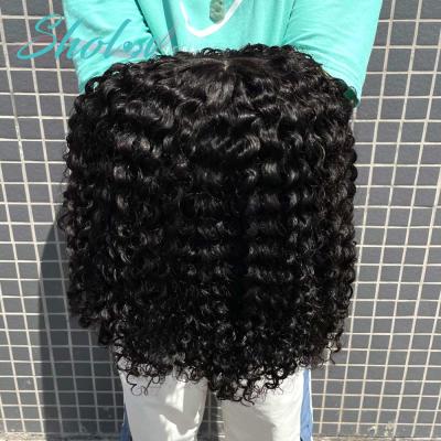 China Deep Wave Short Curly Curly Brazilian Hair Full Lace Wig, Raw Transparent Curly 13x6 Lace Frontal Wig, Remy Afro Yanki Human Hair Wig for sale