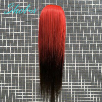 China Silky Straight Hd Transparent Wave 1B Red# Lace Wig Frontal Hair Lace Front Human Hair Wig Pre Plucked For Black Women for sale