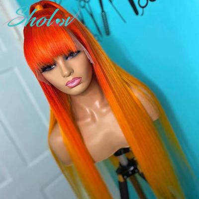 China Silky Straight Wave Ombre Orange Ginger Lace Front Wig 40 Inch Virgin Hair Full Lace Front Wig, White and Blue for sale