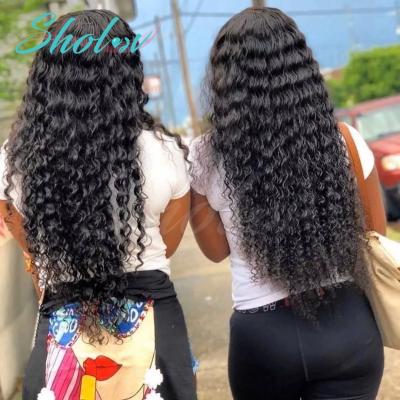 China 13x6 Inch Deep Curly Wave 40 Human Hair Frontal Wig, Raw Cuticle Aligned Full Lace Human Hair 10a Wig, 12 A Deep Wave Virgin Hair Wig for sale