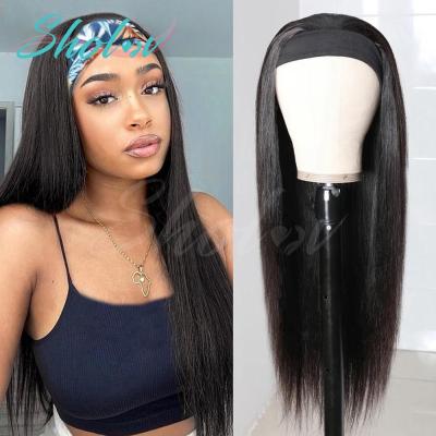 China Cheap Silky Straight Virgin Hair Straight Wave Headband For Headband Wig, Ginger Brazilian Headband Hair Wig Medium Length For Black Women for sale