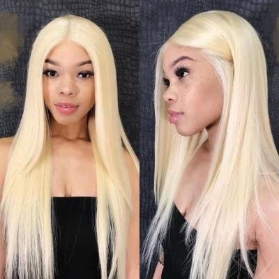 China Wave 40 Inch 13x6 Silky Straight Blonde Blonde Front Wig, Double Drawn Blonde U Part Lace Front Human Hair Wig, Human Lace Front Bob Closure Wigs for sale