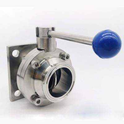 China TKFM general stainless steel sanitary quick installation unilateral square flanged butterfly valve dn80 for sale