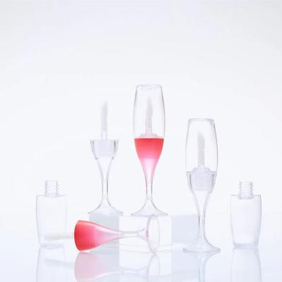 China Cosmetic Wine Glass Shaped 8ml Lip Gloss Tube Containers Mini Clear Cool Wine Bottle Empty Design 8ml Lip Gloss Tubes for sale