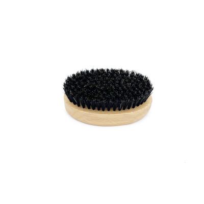 China Wholesale Men's Beard Brush Trimming Black Boar Straighten Beech Wood Small Beard Instant Wave Brush For Men for sale