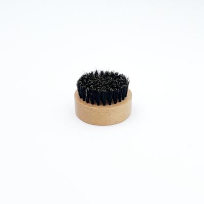 China Fashion Beech Wood Eco-friendly Natural Boar Stiffen Mini Round Men's Mustache Beard Wave Shaving Brush for sale