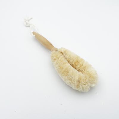 China EXFOLIATE personal care tools OEM high quality natural wood handle sisal stiffens exfoliating dry brush for sale