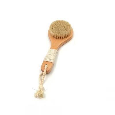 China EXFOLIATE high quality natural wood handle boar bristle dry bath brush for cellulite massage exfoliate for sale