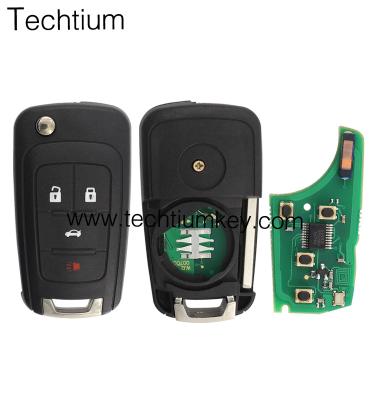 China Car key 3+1 button flip remote car key for Chevrolet optra with ID46 chip 315/433 MHz with logo for sale