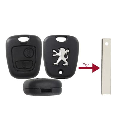 China Car key replacement printed Peugeot metal logo suit remote key filp fit for Peugeot 407 406 307 remote key for sale