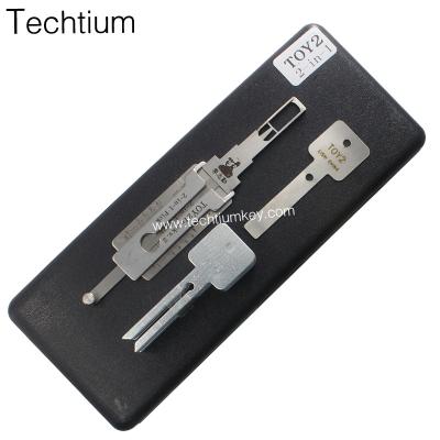 China Original Lishi locksmith key tools TOY2 2 in 1 decoder for all cars using 2 way blade #77 for car lock pick for Toyota LTP-43 for sale