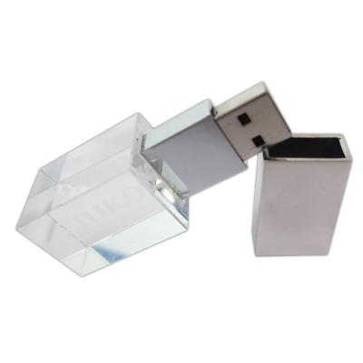 China OEM Crystal 3D Logo Glass Usb Flash Drive Usb 3.0 Pendrive 8gb Metal+ Crystal Hot Selling Custom Logo 4gb 16gb for sale