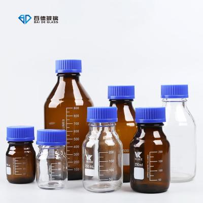 China Medicine Reagent Bottle Laboratory Lab 250mL 500mL 1000mL Wide Mouth Jar High Borosilicate Glass Bottle Media Bottle for sale