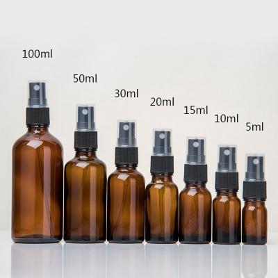 China Cosmetic Factory sell 2OZ Amber Glass Spray Bottles for Essential Oils Small Empty Spray Bottle Fine Mist Spray for sale