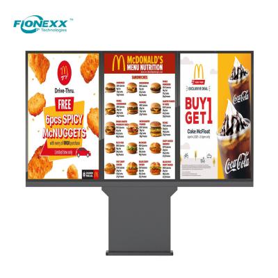 China 55inch Drive Through Digital Menu Board IP66 Outdoor Digital Signage Kiosk en venta