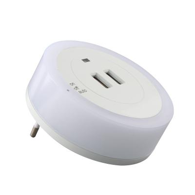 China Modern Dimmable Plug In Led Smart Night Light Lamp Sensor Dusk To Dawn Sensor Night Light With USB Port for sale