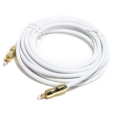 China Toslink Digitale Audio Glasvezelkabel OD5.0 Knited Touw Plated Gold Shell 1.2M Voor Audiophile Outdoor Speake Te koop