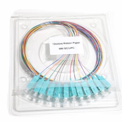 China Fiber Optic Patch Cord Blue SC&UPC 12Core Ribbon Pigtail Blue Port 09mm Gigabit Ethernet Speeds 1.5M 2M 3M for sale