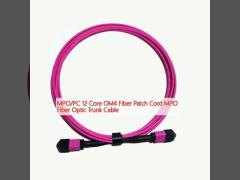 MPO/PC 12 Core OM4 Fiber Patch Cord MPO Fiber Optic Trunk Cable