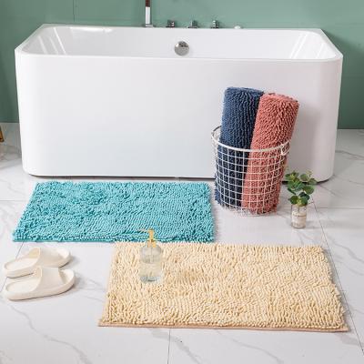 China Durable Super Soft Anti Slip Chenille Cover Glossy Bathroom Rugs Chenille Bath Mat for sale