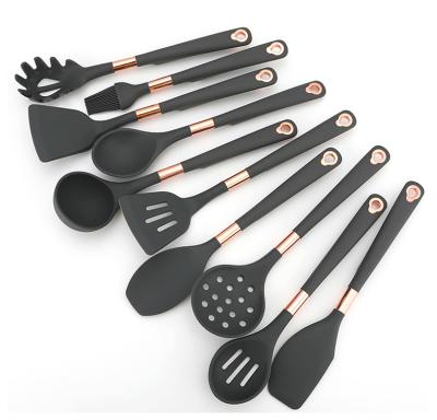 China 2021 High Quality 11 Piece Christmas New Silicone Cookware Kitchen Utensil Disposable Rose Gold Baking Set for sale