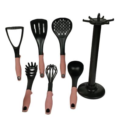 China Viable Wholesales High Quality 11 Pcs Revolving Rack Accessories Nylon Kitchen Utensils Set With Kitchen Knives for sale