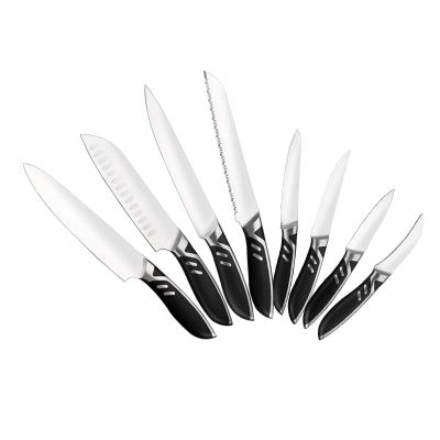 China Yangjiang Viable 8 Pieces 3cr13 Stainless Steel Knife Set Japanese Kitchen Knife Set Santoku Knives With Black Handle Woodhandle Metal for sale