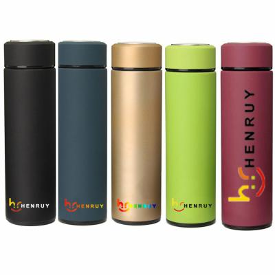 China Stored Vacuum Flask Drinking Temperature Show Logo Custom Best Luxury Fashionable Metal Design Insulated UV-C Led Smart Water Bottle for sale