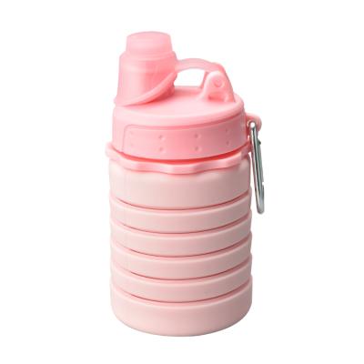 China Sustainable Food Grade Bpa Free Leak Proof Collapsible Water Bottle Pink Silicone Collapsible for sale