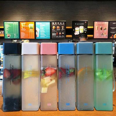 China Amazon Square Bpa PP Square Milk Carton Logo Sport Straw Custom Logo Sport Straw Bulk Frosted Tritan Free Clear Drinking Plastic Water Bottle for sale