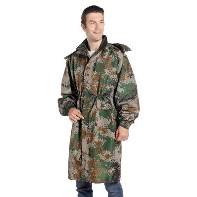 China 100% Waterproof Hot Goods Thickened Oxford Cloth Camouflage Rain Poncho Hoodie Army Raincoat for sale