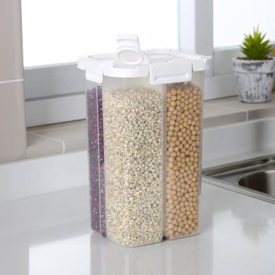 China Creative Square Freshness Keeping Chamber pp Cereal Storage Organizer Boxes With Lids For Refrigerator Food Plastic Storage Containers for sale