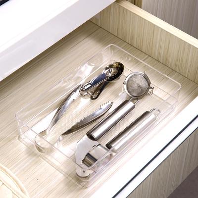 China Viable Creative Custom Size Hidden Kitchen Utensil Holder Cutlery Storage Tray Drawer Clear Plastic Organizer for sale