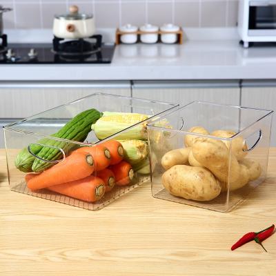 China Creative Kitchen Organizer Folding Clear House Food Or Fruit Storage Container With Handle Universal Kitchen Food Storage Organizer for sale