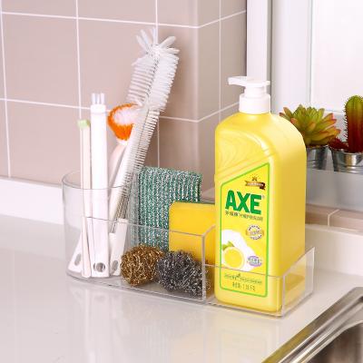 China Creative Room Stored Around Sink Sponge Detergent Gasoline Storage Rack Clear Plastic Kitchen Pantry Soft Organizer for sale