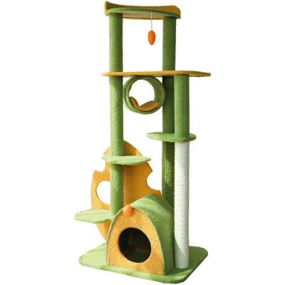 China Zhongjun Velvet Plywood Sisal Cat Tower Cat Tree for Kittens for sale