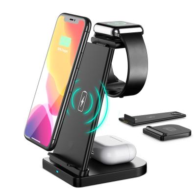 China High Quality 3 in1 Wireless Charging Station ABS Material Qi Charging Stand For Mobile Phone for sale