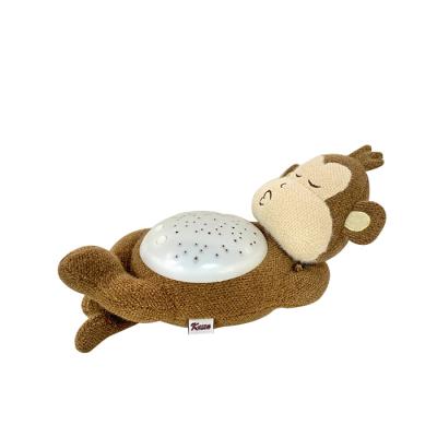 China Handmade Baby Sleeping Animal Bell Soothe Night Light Toy Baby Plush Dolls Stuffed Toy Infant Monkey for sale