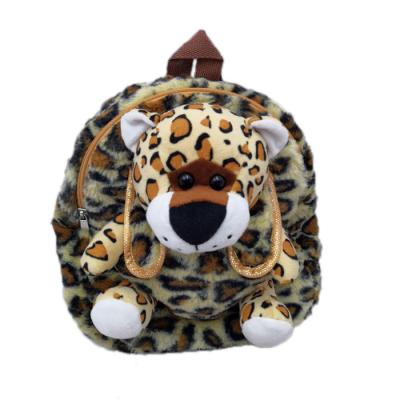 China Handmade Cute Plush Leopard Animal Backpack Stuffed Cartoon Backpack Animal Shaped Bag for sale