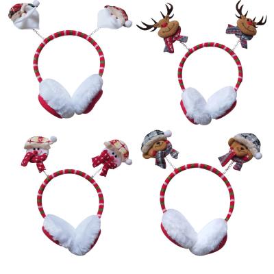 China Red Christmas Circle Hair Decoration Ear Muffs Big Earmuffs Earmuffs Ear Muffs With Snow Man for sale