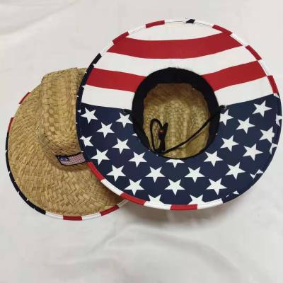 China Women's Fashion Straw Hat Handmade Summer Natural Striped Cowboy Hat Australia Lifeguard Straw Hat for sale