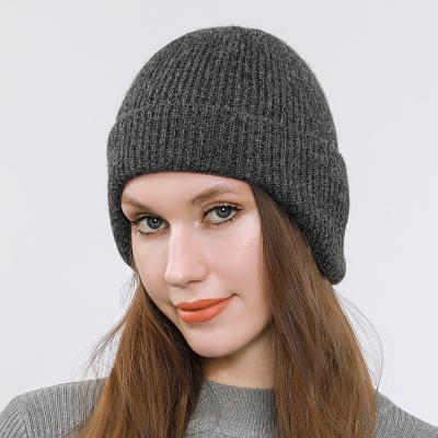 China COMMON Warm Ribbed Knitted Hat Women Winter Fashion Casual Elastic Protect Ear Beanie Hat for sale